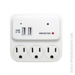 AC and USB Power Outlet w/ Hidden Spy Camera
