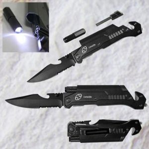 Cancer Tactical Pocket Knife with Flashlight