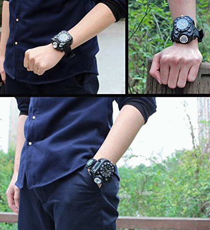 Survival Compass Watch with Flashlight