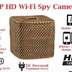 SecureGuard Wicker Tissue Box Cover Spy Camera