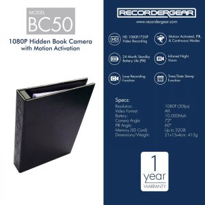 RecorderGear BC50 1080p Hidden Camera Book