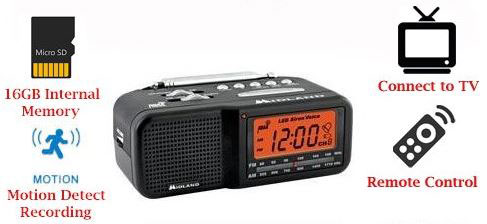 Midland Weather Alert Clock Radio with Hidden Camera
