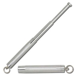 Expandable Solid Steel Silver Keychain Baton