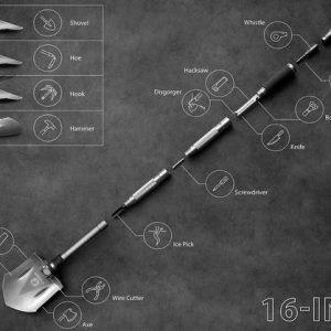 Tyger Shovel TG-SV8U3217 16-in-1 Survival Tool