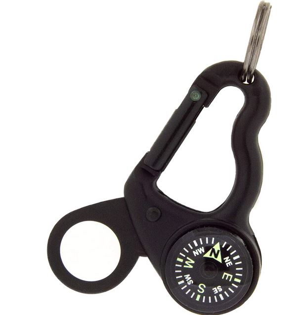 Sun Company MagniComp: Compass/Magnifier Carabiner - Spy Goodies